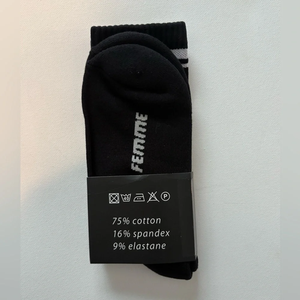 NWT Unisex Homme + Femme One Size Fits All Black Crew Socks